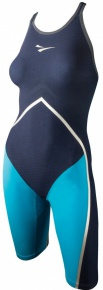 Дамски състезателни бански Finis Rival Open Back Kneeskin Navy/Aqua