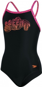 Speedo Candy Bounce Placement Thinstrap Muscleback Girl Black/Post It Pink/Fluo Orange/Violet