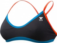 Дамски бански Tyr Solid Brites Crosscutfit Bikini Top Black/Blue/Coral