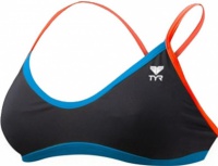 Дамски бански Tyr Solid Brites Crosscutfit Bikini Top Black/Blue/Coral Дамски бански Tyr Solid Brites Crosscutfit Bikini Top Black/Blue/Coral