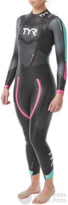 Дамски неопренов костюм за плуване Tyr Hurricane Wetsuit Cat 5 Women Black/Turquoise/Fuchsia