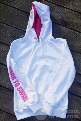 Детски суитшърт с качулка BornToSwim Sweatshirt Hoodie Junior White/Pink
