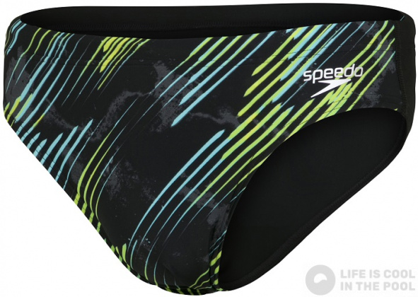 Мъжки бански Speedo Allover 7cm Brief Black/Light Adriatic/Acid/USA Charcoal