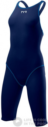 Дамски състезателни бански Tyr Thresher Open Back Navy/Blue