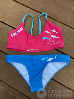 Дамски бански BornToSwim Sharks Bikini Blue/Pink