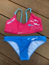Дамски бански BornToSwim Sharks Bikini Blue/Pink
