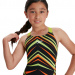 Бански за момичета Speedo Fastskin Endurance+ Openback Kneeskin Girl Black/Atomic Lime/Salso