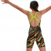 Бански за момичета Speedo Fastskin Endurance+ Openback Kneeskin Girl Black/Atomic Lime/Salso