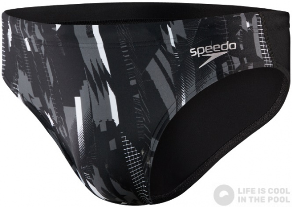 Мъжки бански Speedo Allover 7cm Brief Black/USA Charcoal/White