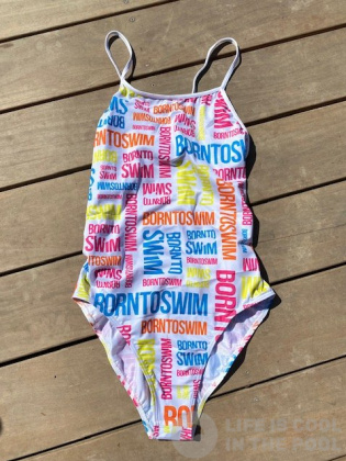 Дамски бански BornToSwim Logo Swimsuit Rainbow