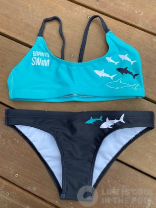 Дамски бански BornToSwim Sharks Bikini Black/Turquoise