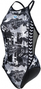 Arena Icons Swimsuit Fast Back All Over Multi/Asphalt/Black Arena Icons Swimsuit Fast Back All Over Multi/Asphalt/Black