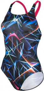 Arena Women Swimsuit Swim Pro Back Allover Black/Multi/Freak Rose