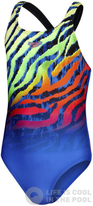 Speedo Digital Placement Medalist Girl Blue Flame/Black/Fluo Green/Orange