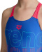 Arena Girls Swimsuit V Back Graphic Royal/Fluo Red
