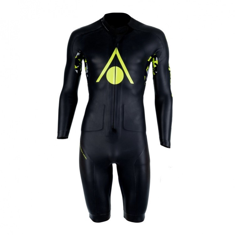 Мъжки неопренов костюм за суимрън Aqua Sphere Aquaskin Swim-Run Limitless V2 Shorty Men Black/Bright Green