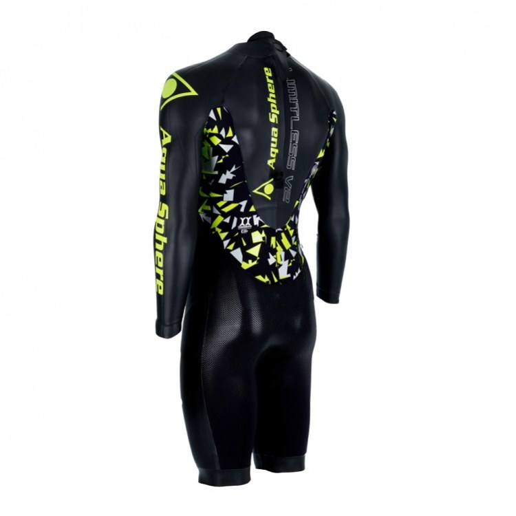 Мъжки неопренов костюм за суимрън Aqua Sphere Aquaskin Swim-Run Limitless V2 Shorty Men Black/Bright Green