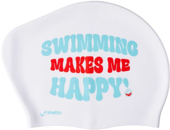 Finis Long Hair Silicone Cap Print White