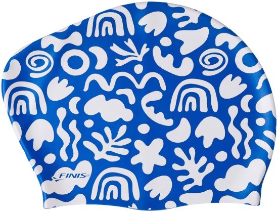 Finis Long Hair Silicone Cap Print Blue