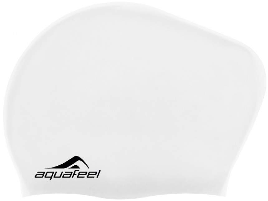 плувна шапка aquafeel long hair cap бял – Плувни шапки > Шапки за плуване за възрастни