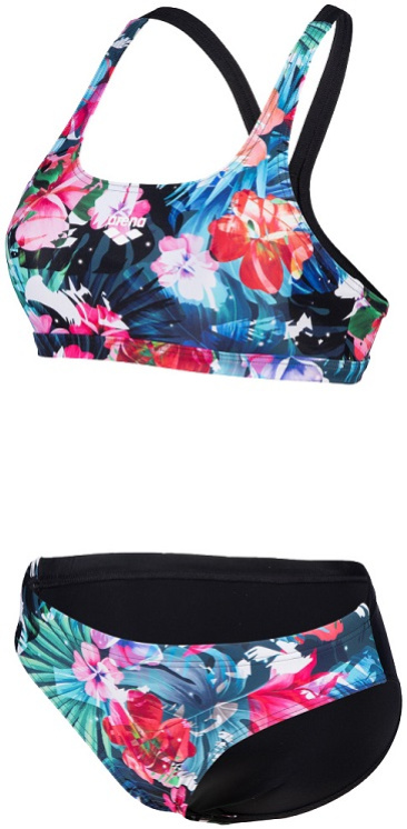 Arena flower bikini swim pro back black/multi l – uk36 – Бански костюми > дамски бански костюми > Двукомпонентен бански костюм